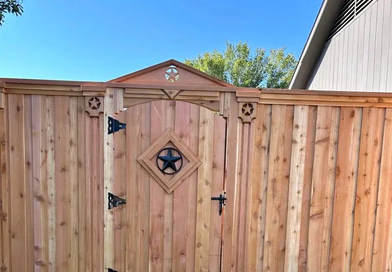 Texas star custom gate, built to match the fence